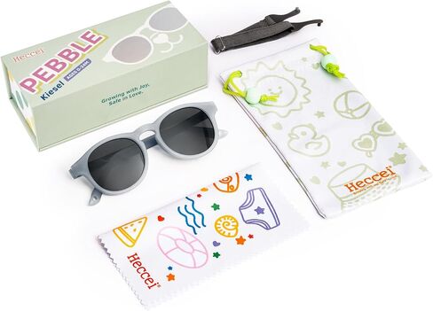 HECCEI Baby Sunglasses with Strap - UV Protection Pebble Sunglasses, Polarized, Bendable, For Newborns 0-24 Months in Saudi Arabia