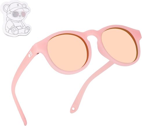HECCEI Baby Sunglasses with Strap - UV Protection Pebble Sunglasses, Polarized, Bendable, For Newborns 0-24 Months in Saudi Arabia