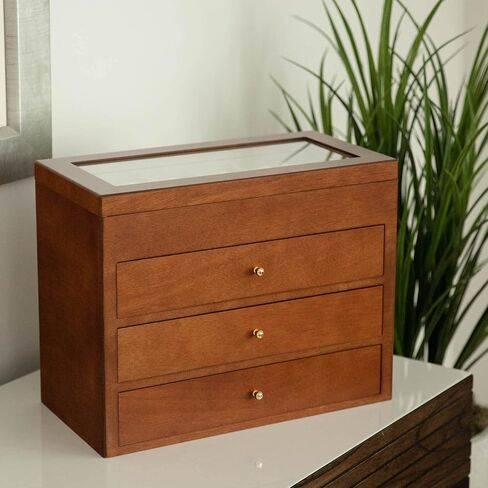 Bey-Berk Custom Personalized 1-48 Slot Watch Box Organizer Solid Wood with Glass Display Top in Saudi Arabia