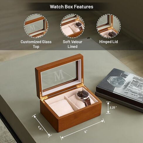 Bey-Berk Custom Personalized 1-48 Slot Watch Box Organizer Solid Wood with Glass Display Top in Saudi Arabia