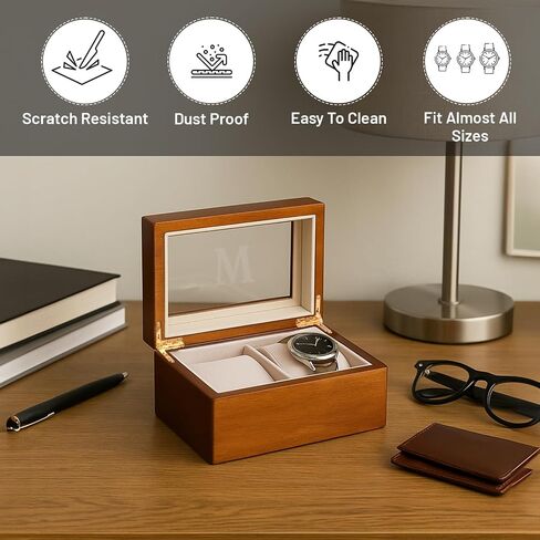 Bey-Berk Custom Personalized 1-48 Slot Watch Box Organizer Solid Wood with Glass Display Top in Saudi Arabia