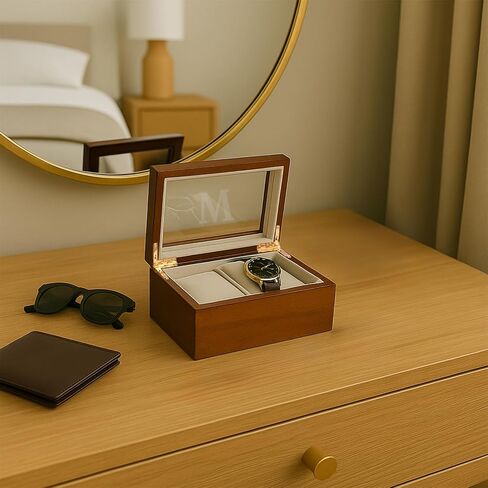 Bey-Berk Custom Personalized 1-48 Slot Watch Box Organizer Solid Wood with Glass Display Top in Saudi Arabia
