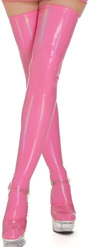 Women's Wet Look Knee High Socks Patent Leather Sexy Skinny Thigh Highs Stockings PU Shiny Pole Dancing XS-L in Saudi Arabia