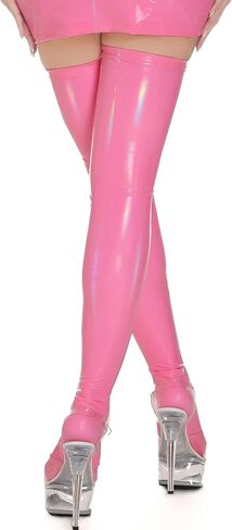 Women's Wet Look Knee High Socks Patent Leather Sexy Skinny Thigh Highs Stockings PU Shiny Pole Dancing XS-L in Saudi Arabia