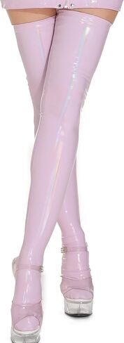 Women's Wet Look Knee High Socks Patent Leather Sexy Skinny Thigh Highs Stockings PU Shiny Pole Dancing XS-L in Saudi Arabia