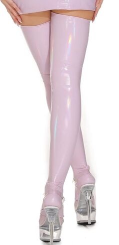 Women's Wet Look Knee High Socks Patent Leather Sexy Skinny Thigh Highs Stockings PU Shiny Pole Dancing XS-L in Saudi Arabia