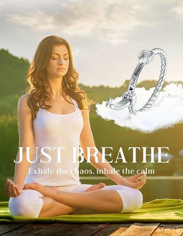 Just Breathe Rings for Women 925-Sterling-Silver - Inspirational & Healing Jewelry Collection BReAtHe You aRE exAcTLY A WhERe YOU NEEd To Be – Encouragement, Personality & Peaceful Self-Acceptance in Saudi Arabia