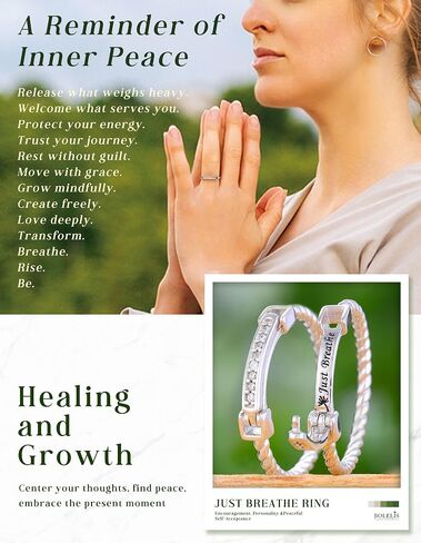 Just Breathe Rings for Women 925-Sterling-Silver - Inspirational & Healing Jewelry Collection BReAtHe You aRE exAcTLY A WhERe YOU NEEd To Be – Encouragement, Personality & Peaceful Self-Acceptance in Saudi Arabia