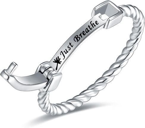 Just Breathe Rings for Women 925-Sterling-Silver - Inspirational & Healing Jewelry Collection BReAtHe You aRE exAcTLY A WhERe YOU NEEd To Be – Encouragement, Personality & Peaceful Self-Acceptance in Saudi Arabia
