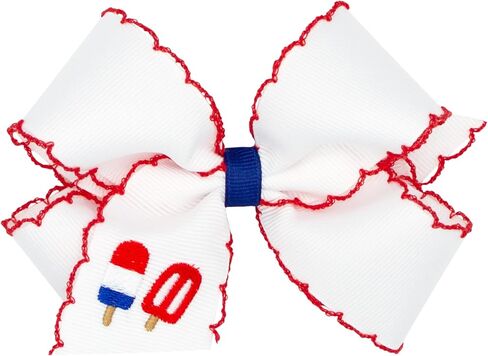 ربطة شعر مطرزة بنجمة Grosgrain للفتيات من Wee Ones مع حافة Moonstitch على مشبك شعر WeeStay، King، Star in Saudi Arabia