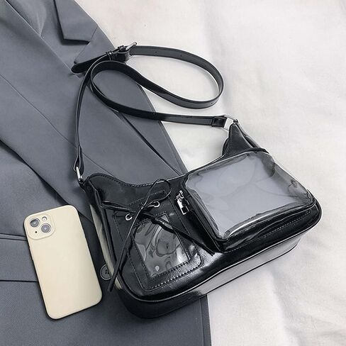 Y2k Fashion Shoulder Bag Kawaii Lolita Ita Bag Badge Display Bag with Two Transparent Display Windows in Kuwait