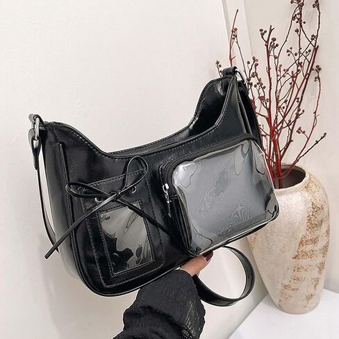 Y2k Fashion Shoulder Bag Kawaii Lolita Ita Bag Badge Display Bag with Two Transparent Display Windows in Kuwait