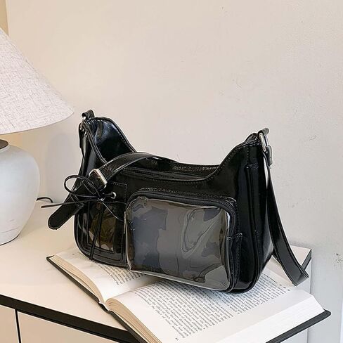 Y2k Fashion Shoulder Bag Kawaii Lolita Ita Bag Badge Display Bag with Two Transparent Display Windows in Kuwait