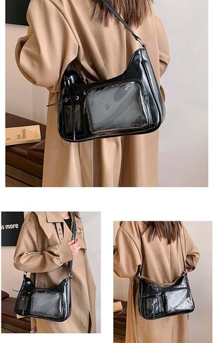 Y2k Fashion Shoulder Bag Kawaii Lolita Ita Bag Badge Display Bag with Two Transparent Display Windows in Kuwait