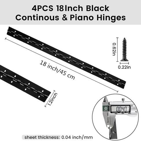 12 Inch Long Black Stainless Steel Continuous & Piano Hinges,2 Inch Open Width 0.04"Thick Stainless Steel Piano Hinge for Wood Furniture Mailbox Tool Storage Boxes Cabinets Door Hinges,2 Pieces in Kuwait