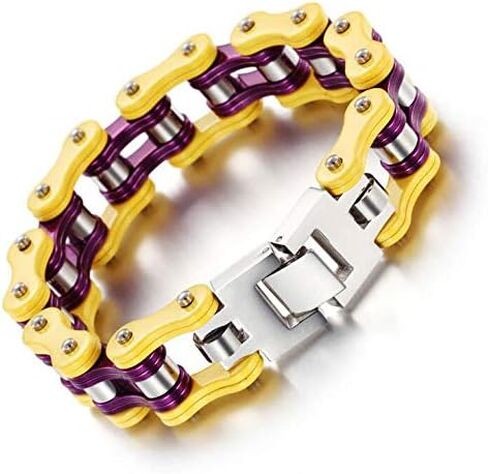 Stainless Steel Mens Women Bike Bracelet Motorcycle Biker Chain WideHeavy Bangle Man Jewelry Two-tone Polished in Saudi Arabia