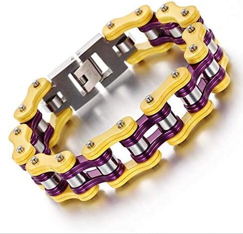 Stainless Steel Mens Women Bike Bracelet Motorcycle Biker Chain WideHeavy Bangle Man Jewelry Two-tone Polished in Saudi Arabia