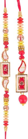 SATVIK Couple Rakhi: Bhaiya Bhabhi Rakhi Set with Kumkum Holder Thali, Roli Chawal, Greeting Card, and Soun Stickers - Celebrate Raksha Bandhan with Elegance and Tradition in Saudi Arabia