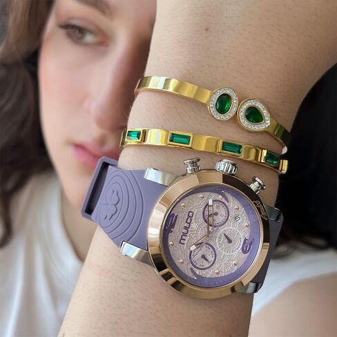 ساعات Mulco للنساء - M10 Namaste - حالة من الفولاذ المقاوم للصدأ الفضي مع شريط سيليكون معصم ، وجه كبير مع والدة لؤلؤة والذهب الوردي ، حركة التناظرية الكوارتز ، مقاومة للماء - مستوحاة من السحر in Kuwait