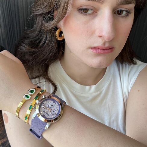 ساعات Mulco للنساء - M10 Namaste - حالة من الفولاذ المقاوم للصدأ الفضي مع شريط سيليكون معصم ، وجه كبير مع والدة لؤلؤة والذهب الوردي ، حركة التناظرية الكوارتز ، مقاومة للماء - مستوحاة من السحر in Kuwait