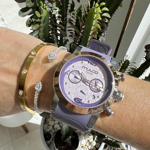 ساعات Mulco للنساء - M10 Namaste - حالة من الفولاذ المقاوم للصدأ الفضي مع شريط سيليكون معصم ، وجه كبير مع والدة لؤلؤة والذهب الوردي ، حركة التناظرية الكوارتز ، مقاومة للماء - مستوحاة من السحر in Kuwait