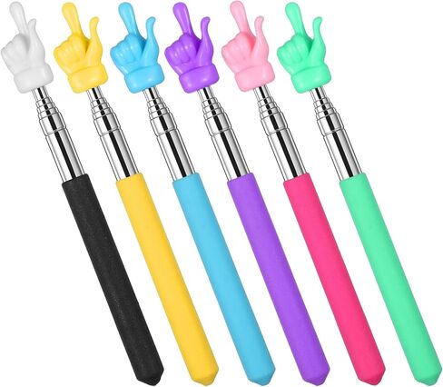 5PCS Retractable Teacher Pointer Sticks, Colorful Hand Pointing Stick for Classroom and Meeting, Extendable Finger Pointer for Teachers and Students, Reading and Presentations Essentials Tool in Saudi Arabia