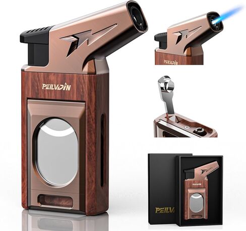 Torch Lighter with Built-in Cutter, Punch, Windproof Jet Flame Tool, Butane Refillable Torch Lighters, Gift for Men, Multi-Functional Accessories, Lighters for Candle, Travel (Butane Not Included) in Kuwait