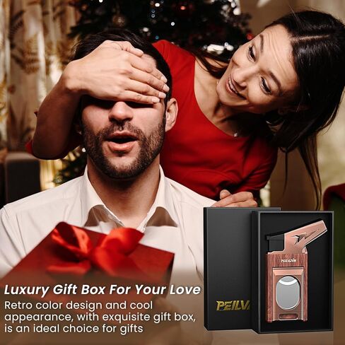 Torch Lighter with Built-in Cutter, Punch, Windproof Jet Flame Tool, Butane Refillable Torch Lighters, Gift for Men, Multi-Functional Accessories, Lighters for Candle, Travel (Butane Not Included) in Kuwait