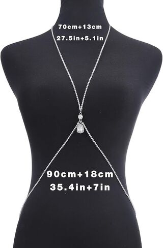 Bounzhi Sexy Rhinestone Body Chain Bra Bikini Waist Body Chains Beach Body Necklace for Women and Girls in Kuwait
