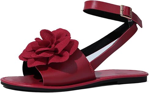 Verdusa Women's 3D Flower Sandals Open Toe Ankle Strap Vacation Flat Sandals in Saudi Arabia