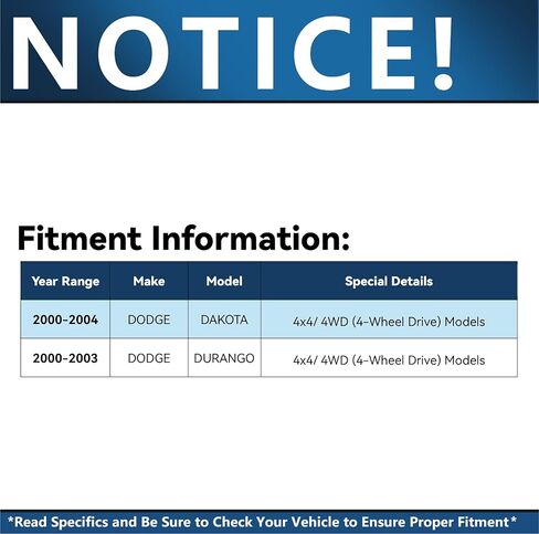 Detroit Axle-4WD Front 4PC Ball Noints for 2000-2004 Dodge Dakota 2000-2003 Durango ، 4 Ball Comborts 2001 2002 in Kuwait