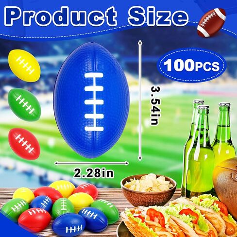 Wettarn 100 Pcs Mini Foam Footballs 3.54 Inch Soft Stress Football Sport Balls for Party Favors Game Decorations(Brown) in Kuwait