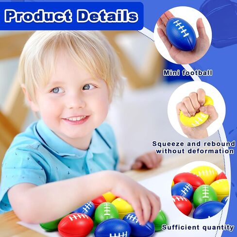 Wettarn 100 Pcs Mini Foam Footballs 3.54 Inch Soft Stress Football Sport Balls for Party Favors Game Decorations(Brown) in Kuwait