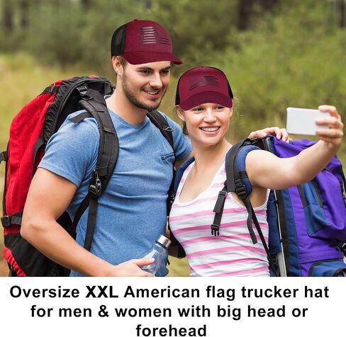 ضخم XXL American Flag Baseball Cap للرجال والنساء - قبعة Snapback ذات الرأس الكبير - قبعة شاحنة الوطنية شبكة الشبكة الوطنية in Kuwait