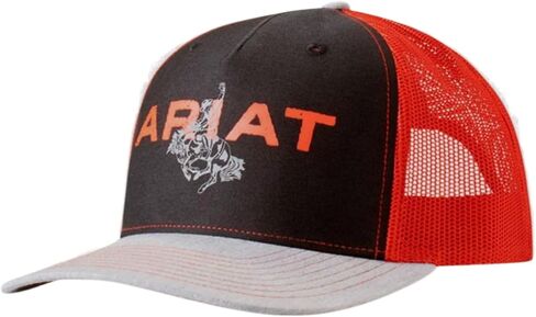 ARIAT Men's Bucking Bronco Motif Cap - Structured Snapback, Black/Red in Saudi Arabia