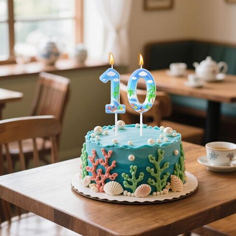 Ocean Themed Birthday Candles, Hawaiian Cartoon Inspired Number Cake Topper for Birthday Baby Shower Ocean Party Decorations (Number 9) in Saudi Arabia