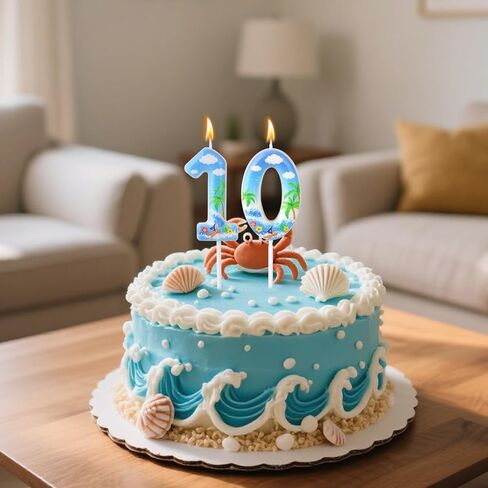 Ocean Themed Birthday Candles, Hawaiian Cartoon Inspired Number Cake Topper for Birthday Baby Shower Ocean Party Decorations (Number 9) in Saudi Arabia