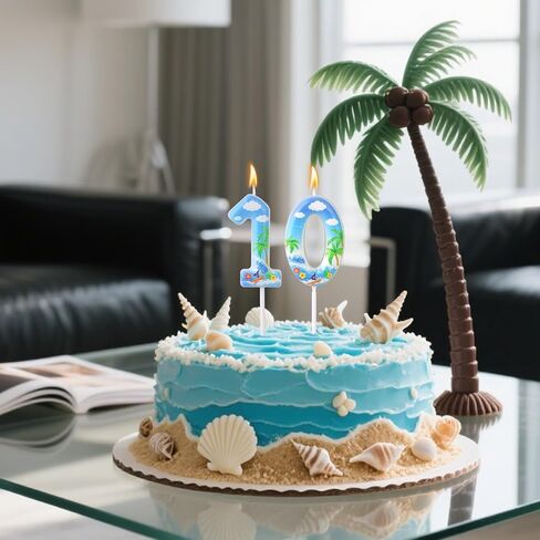 Ocean Themed Birthday Candles, Hawaiian Cartoon Inspired Number Cake Topper for Birthday Baby Shower Ocean Party Decorations (Number 9) in Saudi Arabia