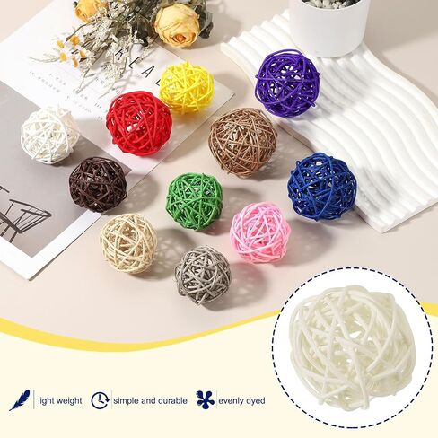 MECCANIXITY 12 Pcs Wicker Rattan Balls 2 Inch Rattan Decorative Balls Vase Fillers for Wedding Party Centerpiece Bowls Home Decoration, Orange in Saudi Arabia