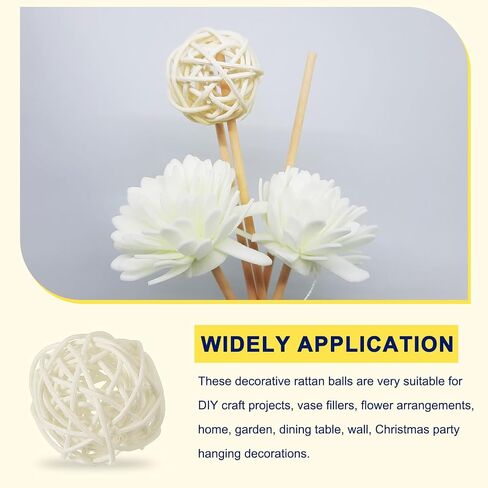 MECCANIXITY 12 Pcs Wicker Rattan Balls 2 Inch Rattan Decorative Balls Vase Fillers for Wedding Party Centerpiece Bowls Home Decoration, Orange in Saudi Arabia