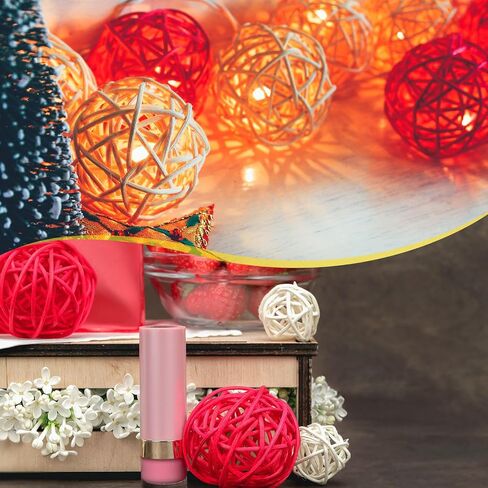 MECCANIXITY 12 Pcs Wicker Rattan Balls 2 Inch Rattan Decorative Balls Vase Fillers for Wedding Party Centerpiece Bowls Home Decoration, Orange in Saudi Arabia