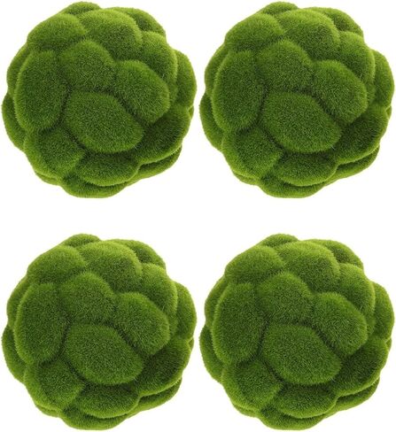 4 Pcs Simulated Sphere Topiary Ornament Planter Orbs Artificial Grass Fake Plants Garden Balls Artificial Rocks Faux Balls Plastic Green in Saudi Arabia