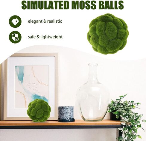 4 Pcs Simulated Sphere Topiary Ornament Planter Orbs Artificial Grass Fake Plants Garden Balls Artificial Rocks Faux Balls Plastic Green in Saudi Arabia