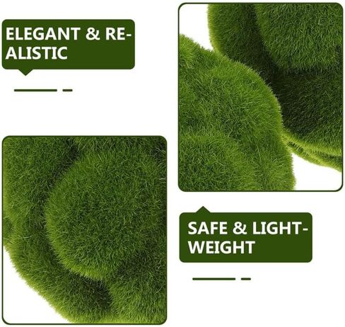4 Pcs Simulated Sphere Topiary Ornament Planter Orbs Artificial Grass Fake Plants Garden Balls Artificial Rocks Faux Balls Plastic Green in Saudi Arabia