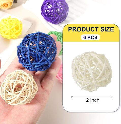 MECCANIXITY 12 Pcs Wicker Rattan Balls 2 Inch Rattan Decorative Balls Vase Fillers for Wedding Party Centerpiece Bowls Home Decoration, Orange in Saudi Arabia