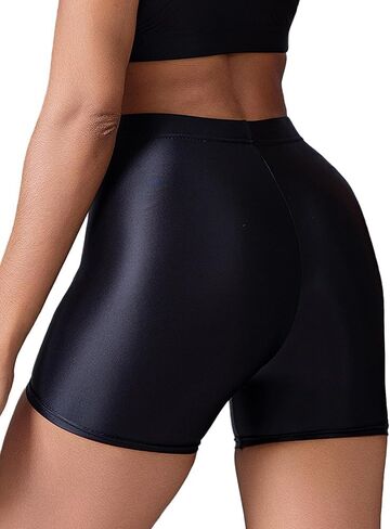 SEAUR Women's Sexy Oil Glossy See Through Sheer Shorts Shiny Rave Booty Dance Shorts in Saudi Arabia