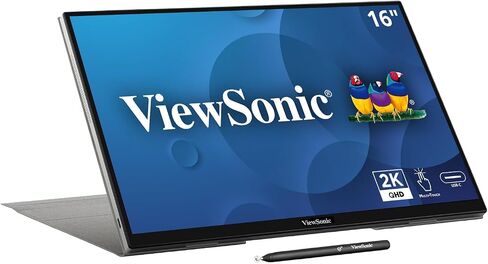 ViewSonic VA1653 16 Inch 1080p FHD IPS Portable Monitor with Eye Care, Built-in Stand, USB C, Mini HDMI, and Protective Case External Second Screen for Laptops, PC, Mac, and Gaming Consoles in Kuwait