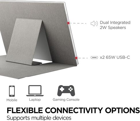 ViewSonic VA1653 16 Inch 1080p FHD IPS Portable Monitor with Eye Care, Built-in Stand, USB C, Mini HDMI, and Protective Case External Second Screen for Laptops, PC, Mac, and Gaming Consoles in Kuwait