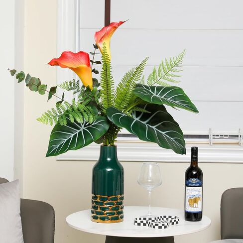 JUSTOYOU Artificial Calla Lily Flower Big Fake Calla Lily Greenery Bouquet for Vase Decor Big Faux Calla Lily Centerpieces Flower for Table Greenery Plants Bouquet for Home Office Decor in Saudi Arabia