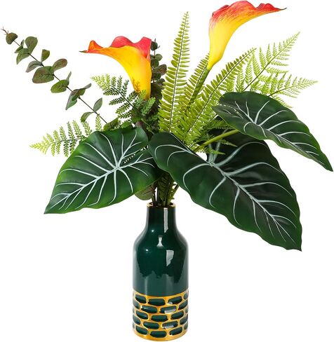 JUSTOYOU Artificial Calla Lily Flower Big Fake Calla Lily Greenery Bouquet for Vase Decor Big Faux Calla Lily Centerpieces Flower for Table Greenery Plants Bouquet for Home Office Decor in Saudi Arabia